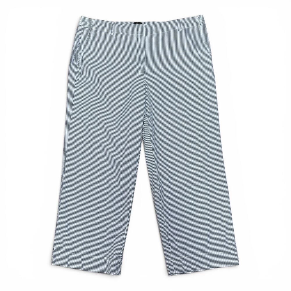 Talbots Chelsea Cropped Seersucker Pants Blue White 12